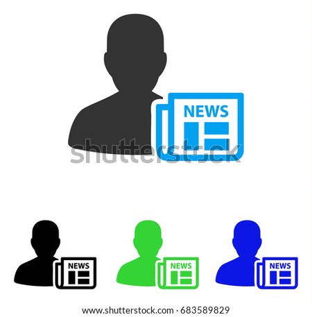 Newsmaker Newspaper vector pictograph. Style is flat graphic newsmaker newspaper symbol using some color variants.