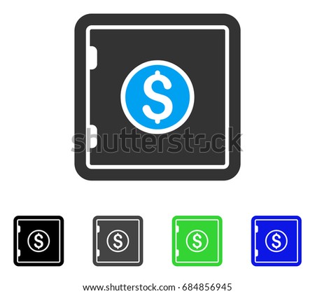 Banking Safe flat vector illustration. Colored banking safe gray, black, blue, green pictogram variants. Flat icon style for web design.