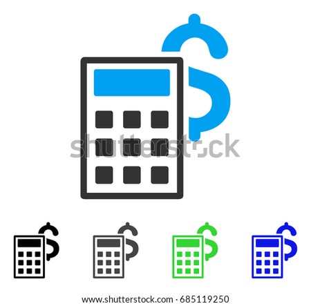 Business Calculator flat vector pictograph. Colored business calculator gray, black, blue, green icon variants. Flat icon style for application design.