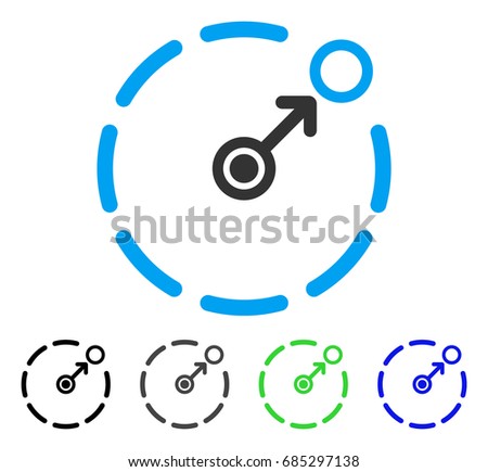 Circular Area Border flat vector illustration. Colored circular area border gray, black, blue, green icon versions. Flat icon style for graphic design.