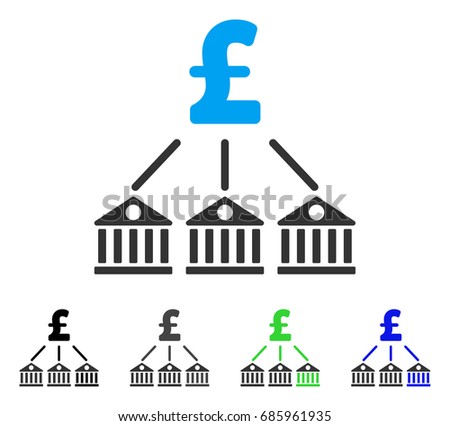 Bank Pound Expenses flat vector pictograph. Colored bank pound expenses gray, black, blue, green pictogram versions. Flat icon style for web design.