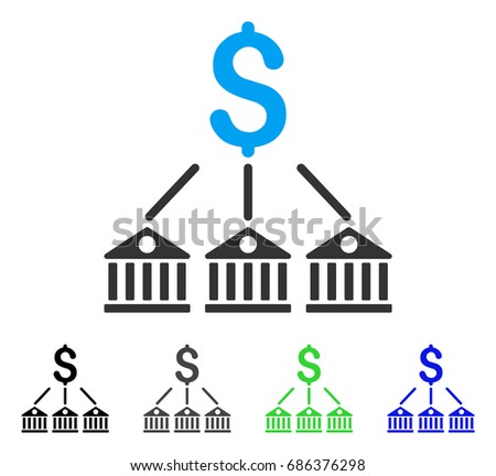 Bank Expenses flat vector icon. Colored bank expenses gray, black, blue, green pictogram variants. Flat icon style for application design.