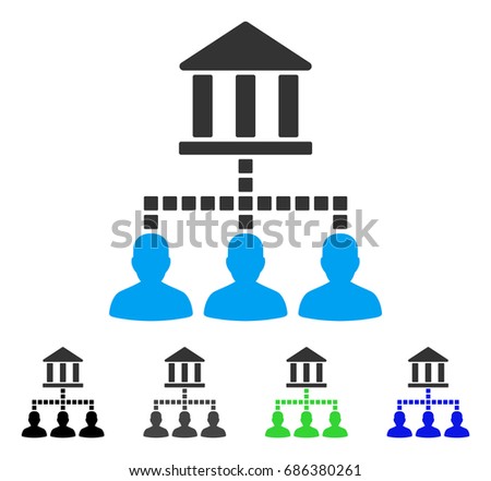 Bank Clients flat vector pictogram. Colored bank clients gray, black, blue, green pictogram variants. Flat icon style for web design.