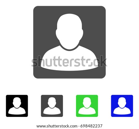 Man Vcard flat vector illustration. Colored man vcard, gray, black, blue, green icon variants. Flat icon style for graphic design.