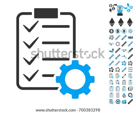 Smart Contract Gear icon with bonus smart contract clip art. Vector illustration style is flat iconic symbols,modern colors.