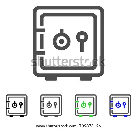 Safe icon. Vector illustration style is a flat iconic safe symbol with black, gray, green, blue color variants. Designed for web and software interfaces.