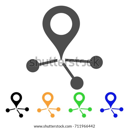 Location Links icon. Vector illustration style is a flat iconic location links symbol with black, grey, green, blue, yellow color variants. Designed for web and software interfaces.
