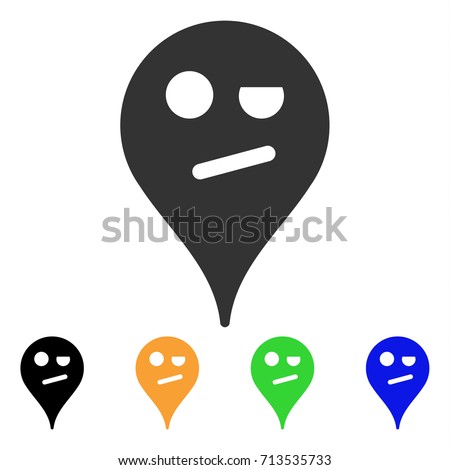 Infidelity Smiley Map Marker icon. Vector illustration style is a flat iconic infidelity smiley map marker symbol with black, gray, green, blue, yellow color variants.