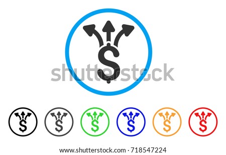 Share Money rounded icon. Style is a flat share money grey symbol inside light blue circle with black, gray, green, blue, red, orange variants. Vector designed for web and software interfaces.