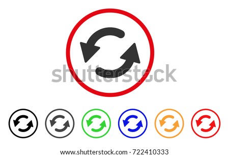 Refresh CCW icon. Vector illustration style is a flat iconic refresh ccw gray rounded symbol inside red circle with black, gray, green, blue, red, orange color versions.