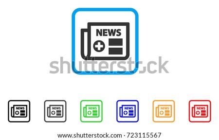 Medical Newspaper icon. Flat iconic symbol in a rounded square. Black, gray, green, blue, red, orange color variants of Medical Newspaper vector. Designed for web and software UI.