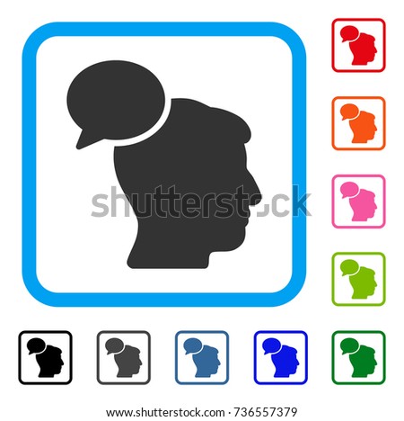 Person Idea icon. Flat grey iconic symbol in a light blue rounded frame. Black, gray, green, blue, red, orange color variants of Person Idea vector. Designed for web and app UI.