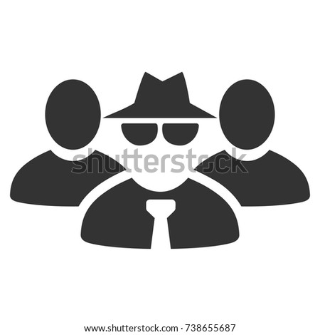 Mafia People Group vector pictograph. Style is flat graphic grey symbol.