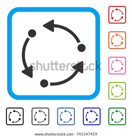 Rotate icon. Flat grey iconic symbol inside a light blue rounded rectangle. Black, gray, green, blue, red, orange color variants of Rotate vector. Designed for web and application user interface.