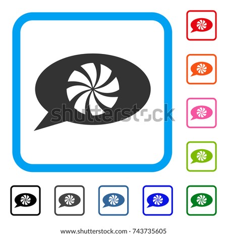 Refresh Message icon. Flat grey iconic symbol in a blue rounded frame. Black, gray, green, blue, red, orange color versions of Refresh Message vector. Designed for web and app UI.