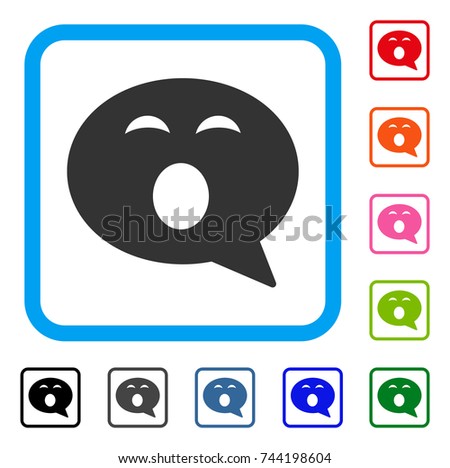 Sleepy Smiley Message icon. Flat gray iconic symbol in a blue rounded square. Black, gray, green, blue, red, orange color versions of Sleepy Smiley Message vector. Designed for web and app UI.