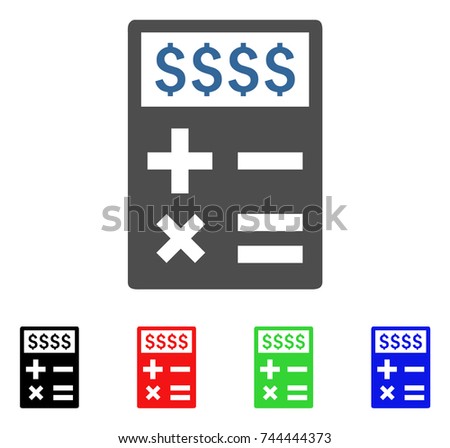 Business Calculator icon. Vector illustration style is a flat iconic business calculator symbol with black, red, green, blue color variants. Designed for web and software interfaces.