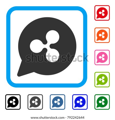 Ripple Hint Cloud icon. Flat grey iconic symbol in a blue rounded frame. Black, grey, green, blue, red, pink color variants of ripple hint cloud vector. Designed for web and app UI.