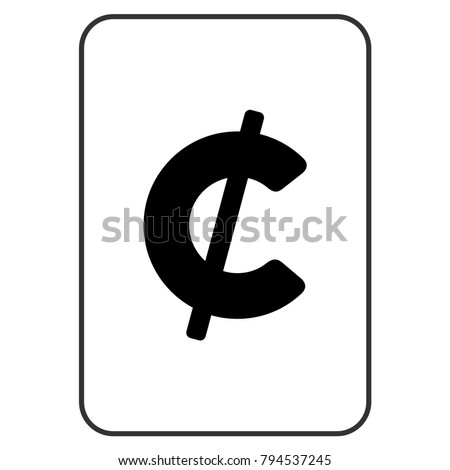 Cent playing card pictograph. Vector style is a flat symbol of cent on a gambling card.