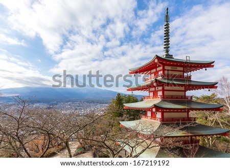 Fuji with Chureito Pagoda in japan.