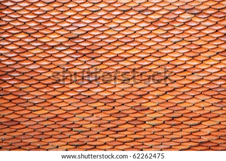 Roof tiles on the top of a wat in Thailand