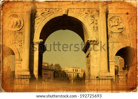 Arch of Constantine (Arco di Costantino), a triumphal arch in Rome, located between the Colosseum and the Palatine Hill