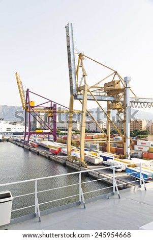 PALERMO, ITALY, August 3, 2011:  Shipping containers in Palermo, one of Italy\'s leading industrial centers