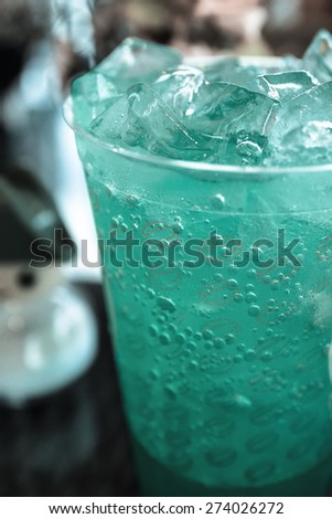 Cocktail blue hawaiian with alcohol, vodka, crushed ice