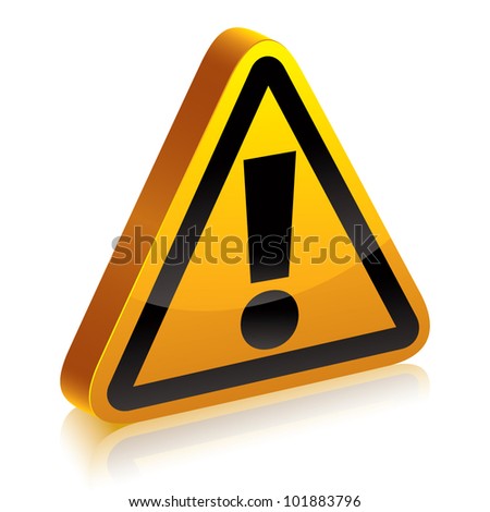 3d warning sign with exclamation point vector symbol.