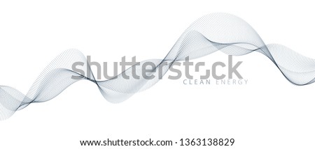 Flowing particles wave, dynamic sound motion curve lines. 3d vector illustration. Beautiful wave shaped array of blended points.