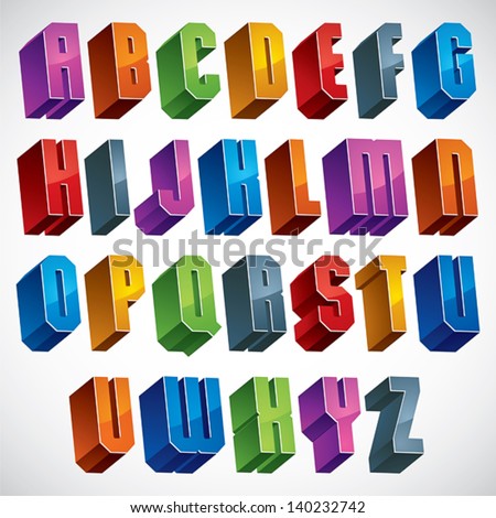 3d Font, Vector Bold And Heavy Letters, Geometric Dimensional Alphabet ...