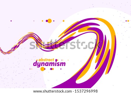 Abstract curve lines and fluid shapes vector background, dynamic energy flow, curvy wavy shapes flowing in 3D perspective template for cover or poster, advertising or print.