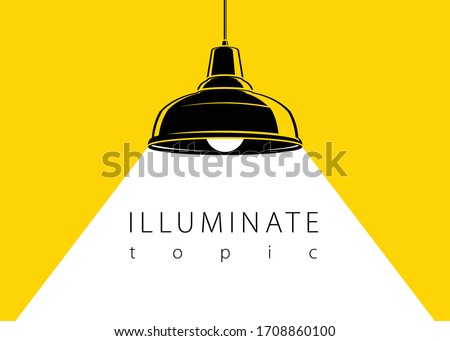 Lamp illumination vector advertising poster illustration with copy space for text, flat style template for banner, background or wallpaper. Imagine de stoc © 