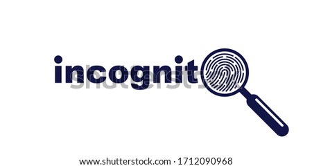 Finger print with magnifying glass vector simple logo or icon, incognito man concept, unidentified person, people search, biometric identification.