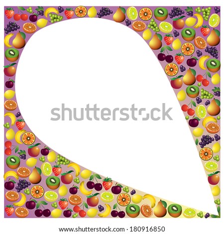 Fruits abstract composition, different fruits icon set, vector food theme background,  vector illustration.