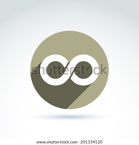 Vector infinity icon isolated on white background, illustration of an eternity symbol placed in a circle.