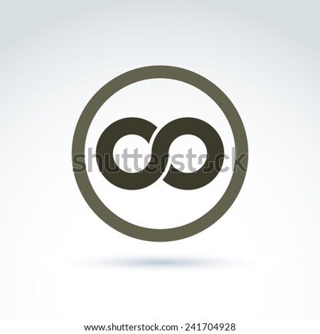 Vector infinity icon isolated on white background, illustration of an eternity symbol placed in a circle.