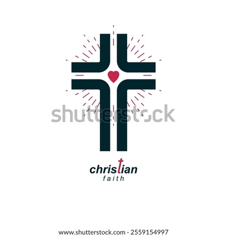 Christianity Cross true belief in Jesus vector symbol, Christian religion icon.