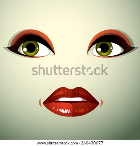 Emotional expression on the face of a cute girl. Beautiful sad and dreamy woman with a modern makeup.