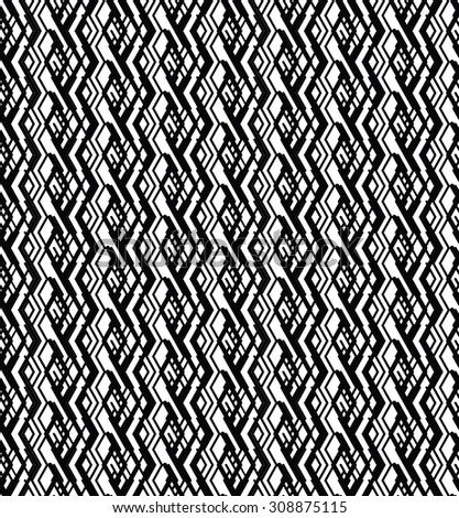 Monochrome visual abstract textured geometric seamless pattern. Symmetric black and white textile backdrop.