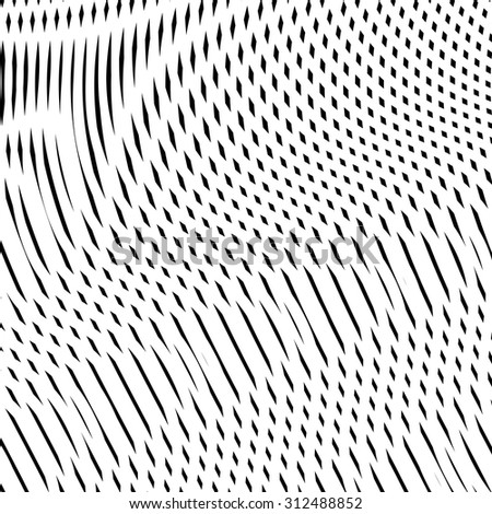 Illusive background with black lines, moire style. Contrast geometric trance pattern, optical backdrop.