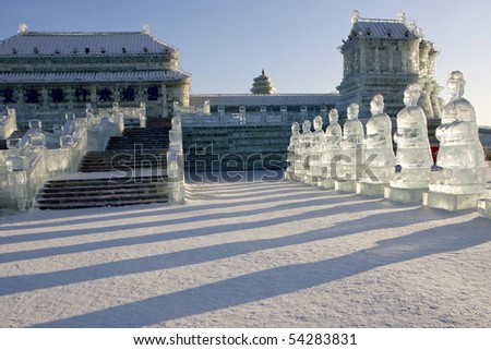 HARBIN, PEOPLE\'S REPUBLIC OF CHINA - JANUARY 24: Harbin Ice and Snow Sculpture Festival - Ice and Snow World on January 24, 2010 in Harbin, People\'s Republic of China.