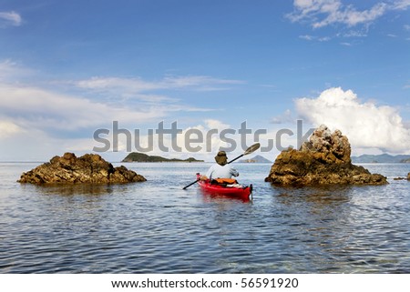 Amazing rock formations and red sea kayak, Busuanga island, Palawan,  Philippines