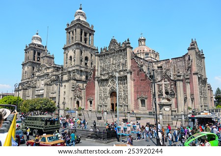 MEXICO CITY, MEXICO / MARCH 2 2014: Metropolitan Cathedral of the Assumption of Mary in Mexico City.