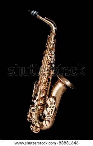Alto Saxophone woodwind instrument isolated over black background