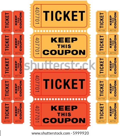 group of sequentially numbered raffle tickets in red and yellow.