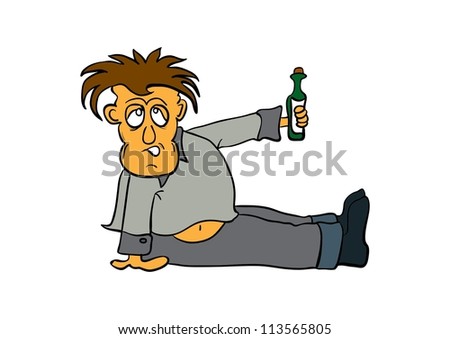This Illustration Depicts A Comic Drunk People With Green Bottle ...