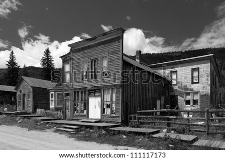 Historic Mining Town Buildings in Ghost Town of St. Elmo, Colorado, USA