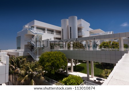 LOS ANGELES, CA - JUNE 16, 2012:  The Getty Center\'s architecture is part of the attraction to 1.3 million annual visitors in Los Angeles, CA; June 16,2012.