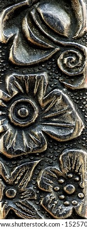 close up of an engraving in metal
